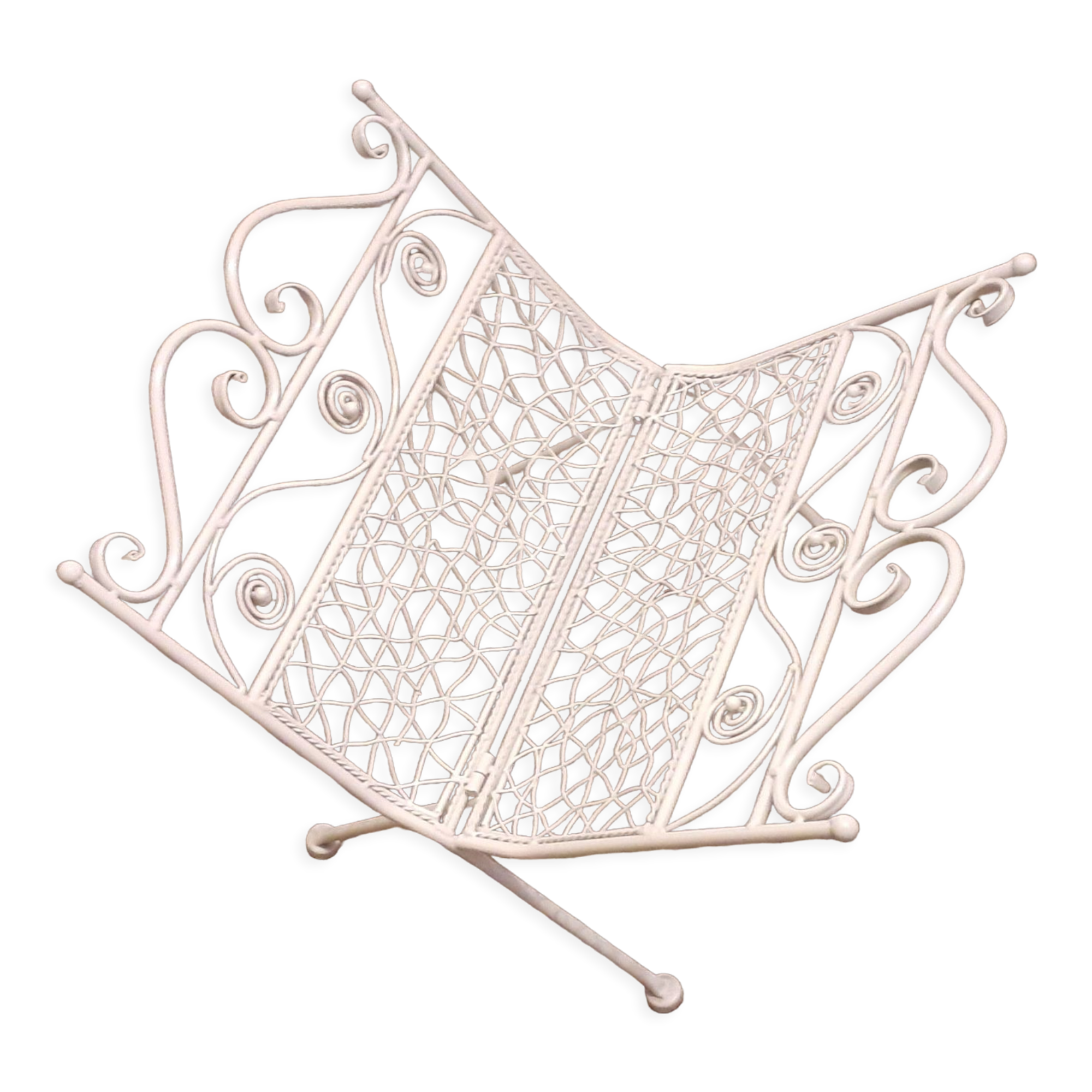 Metal magazine rack, Vintage forged iron magazine rack, folding ornament magazine rack