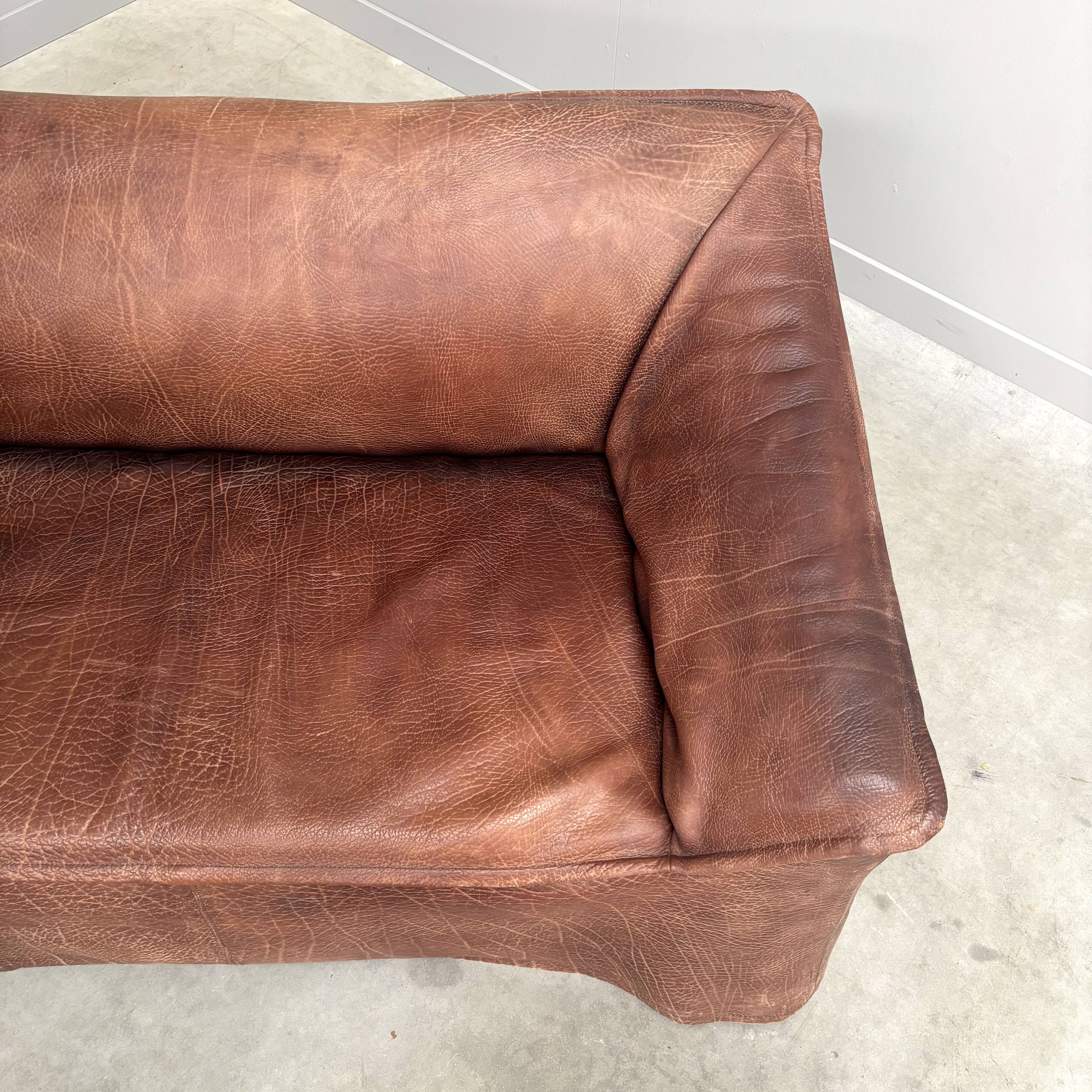 Vintage leather 2 seat sofa by Lesser, 1970s (1 of 2)