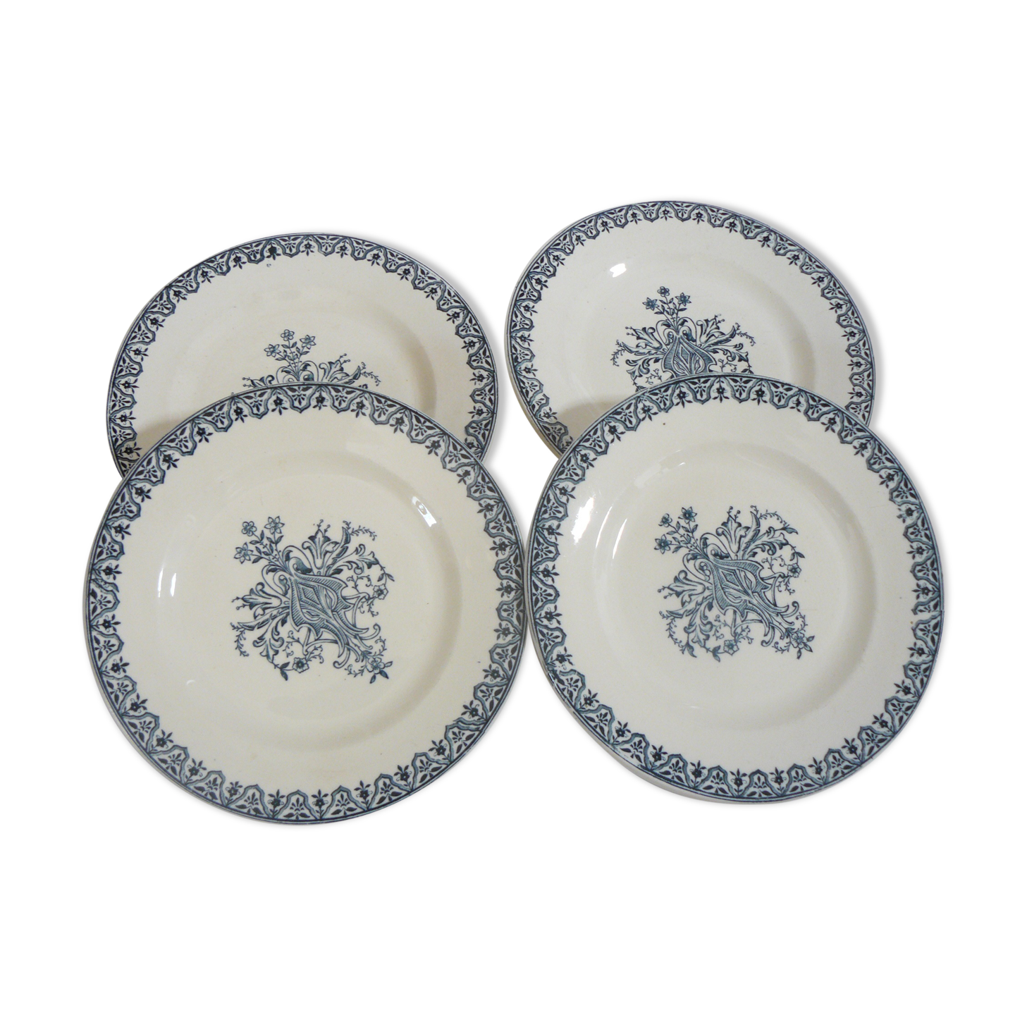 Lot of 4 flat plates Iron Earth, Alhambra model of Salins