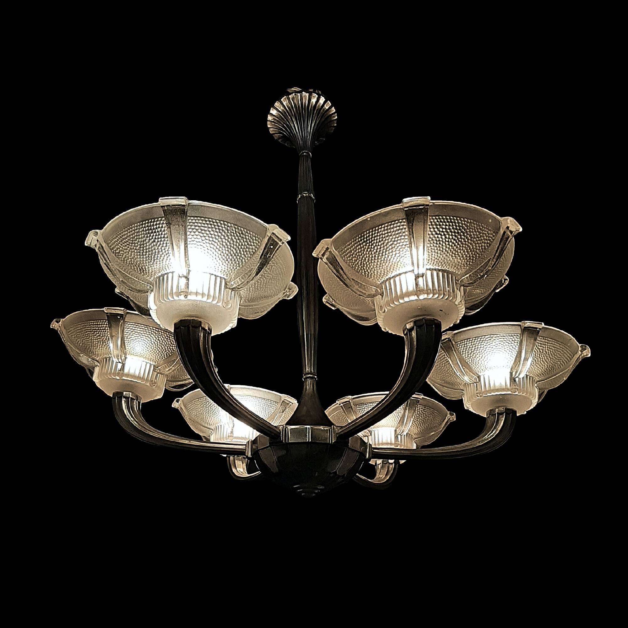 Lustre art deco 6 coupelles ezan