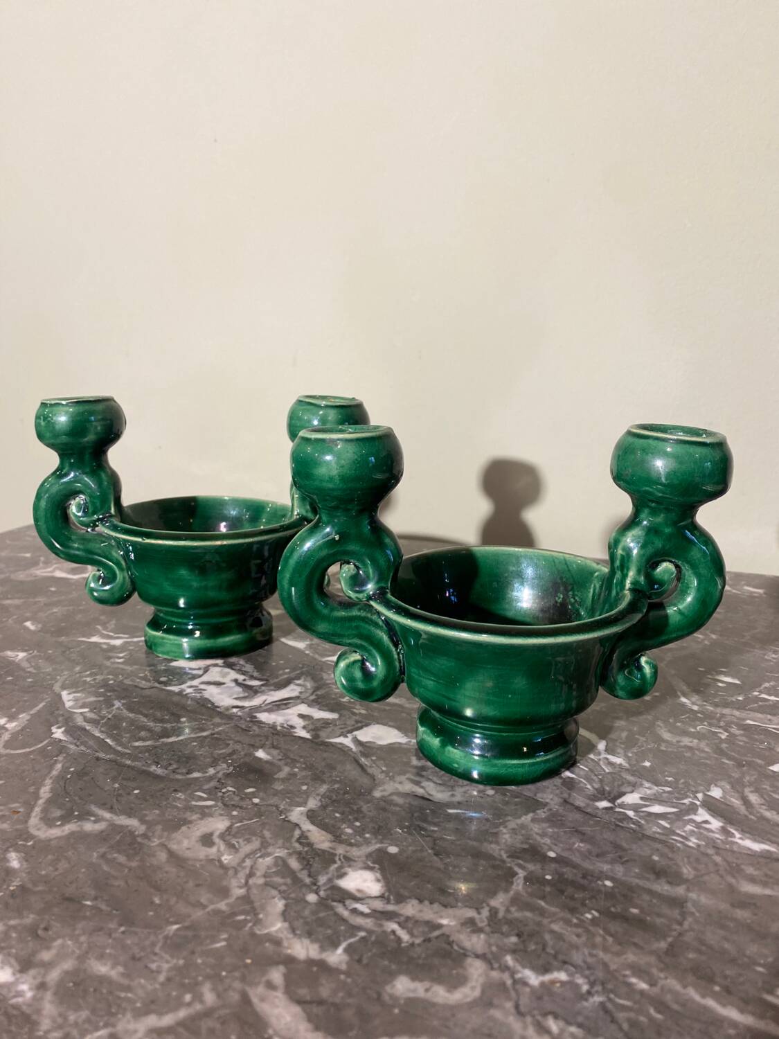 Pair of ceramic candlesticks