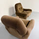 Lot of 2 cosy fabric armchairs, French design, vintage 1970s.