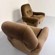 Lot of 2 cosy fabric armchairs, French design, vintage 1970s.