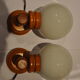 Duo of wooden wall light and glass globes