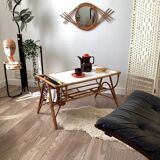 Rattan coffee table with magazine rack