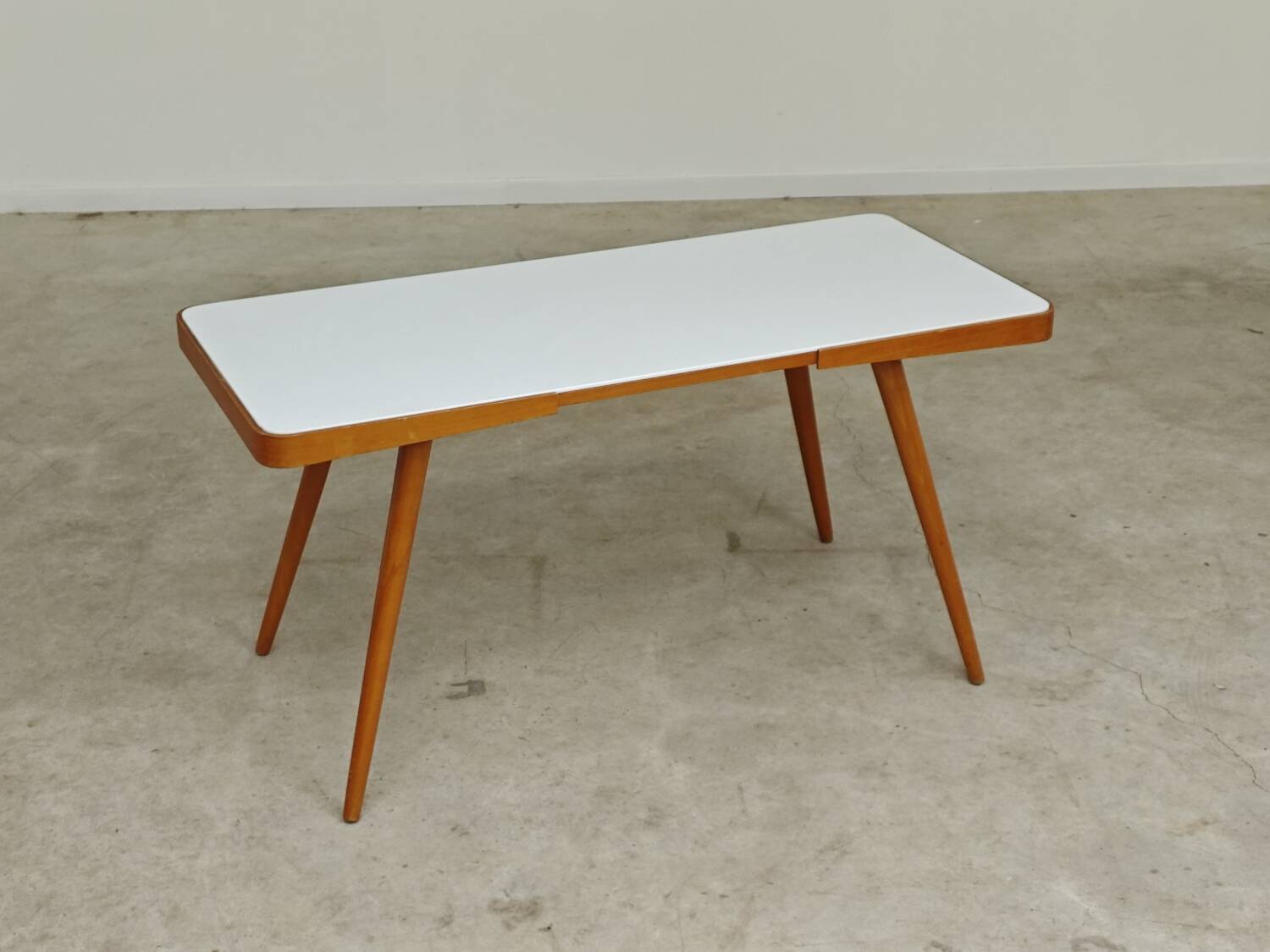 White opaxit coffee table by Jiri Jiroutek for Cesky Nabytek 1960