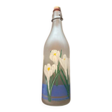 Frosted glass bottle, crocus design, LilLian Vernon