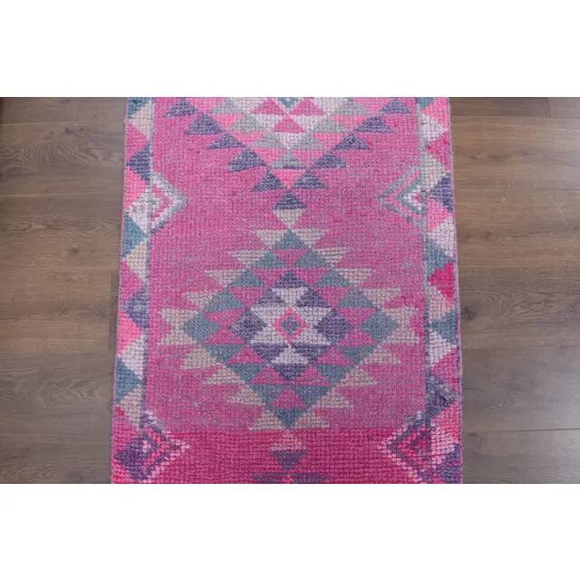 1970s Turkish Handmade Wool Runner Rug 80x321