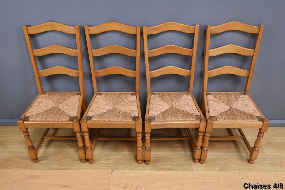 Set of 8 beech chairs – 1980
