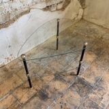 Pair of 2 glass and metal coffee tables from the 1950s, in the style of Edoardo Paoli