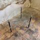 Pair of two 1950s glass and metal coffee tables, in the style of Edoardo Paoli
