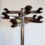 Space age 1970 coat rack in chromed metal and Bakelite
