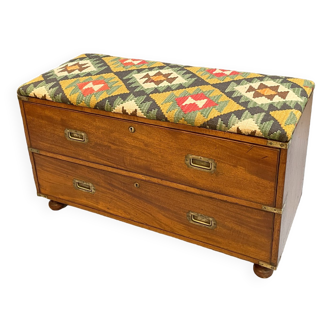 C19th campaign chest seat