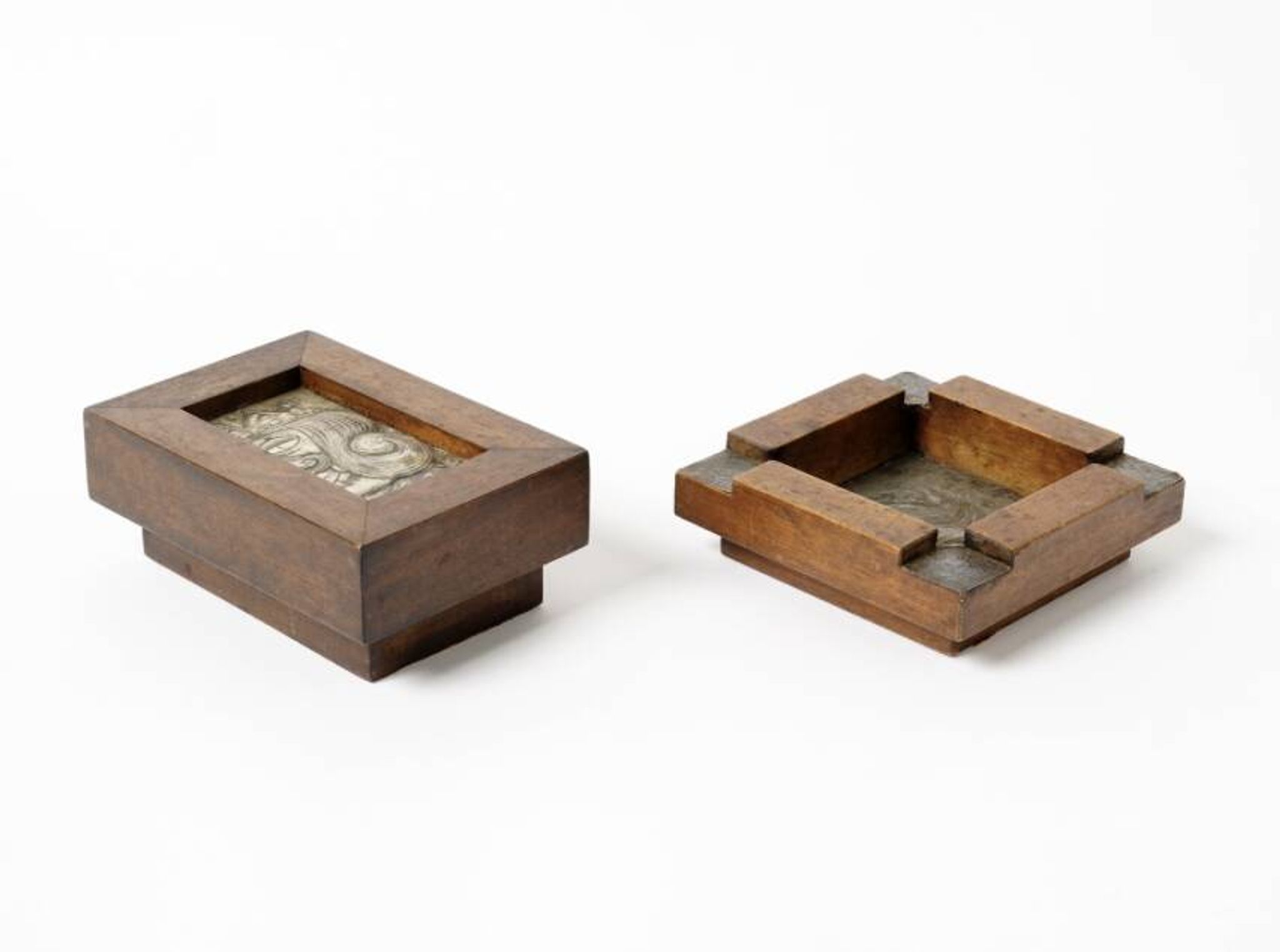 Mid-century rare Smoking Set, ashtray and cigars box, Italy 1950s
