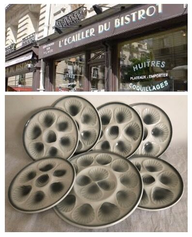 6 oyster plates and their dish - Moulin des Loups