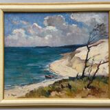 Oil on canvas suzanne payen binet landscape seaside rocky coast