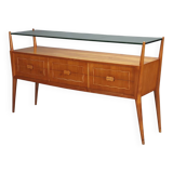 Vintage design chest of drawers veneered in cherry wood, 6 drawers, original from the 1950s