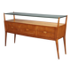 Vintage design chest of drawers veneered in cherry wood, 6 drawers, original from the 1950s