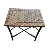 Rattan table with a red 50s