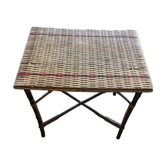 Rattan table with a red 50s