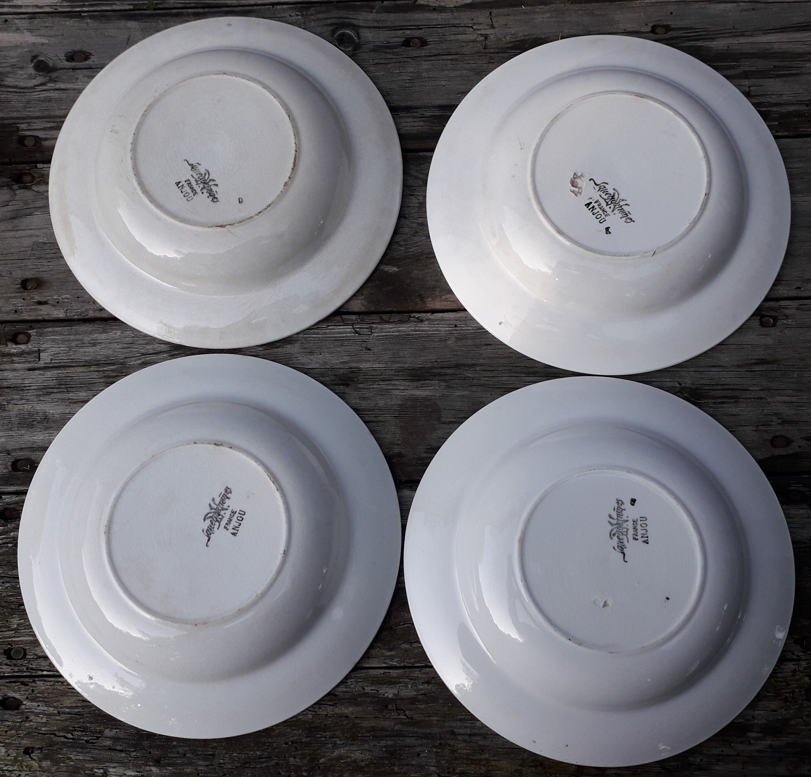 4 hollow plates sarreguemines décor anjou