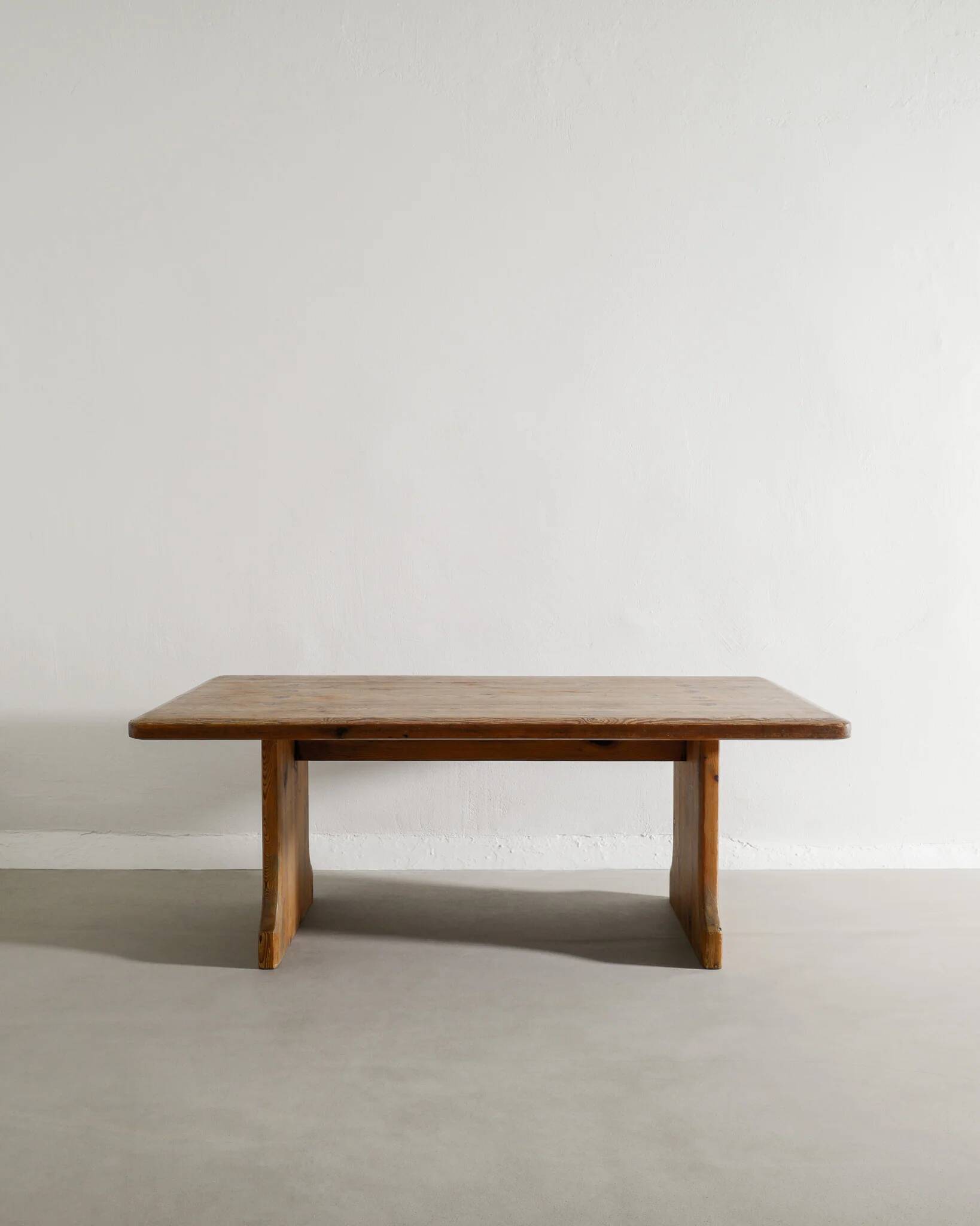 Vintage Swedish Squared Wooden Sofa Coffee Cabin Table in Pine, 1930s