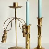 Vintage Knot Candle Holders Brass Metal