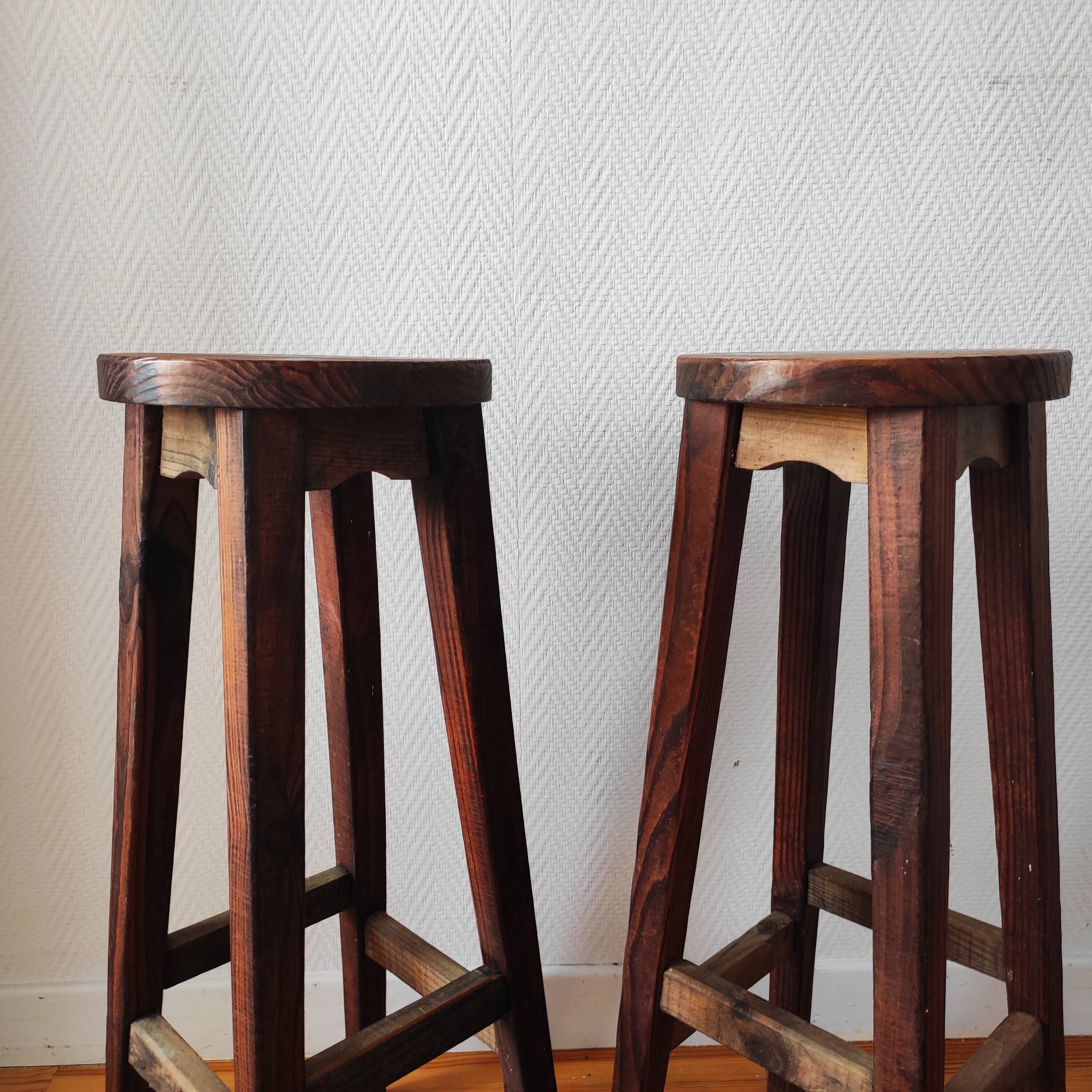 Pair of vintage brutalist stools 1950/60