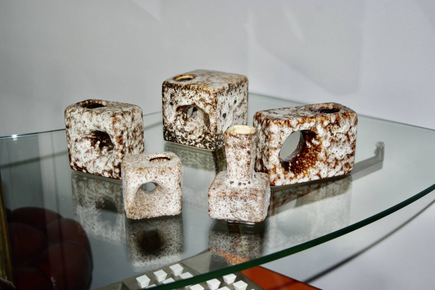 Set of vintage cubist ceramic vases by schaffenacker 1970