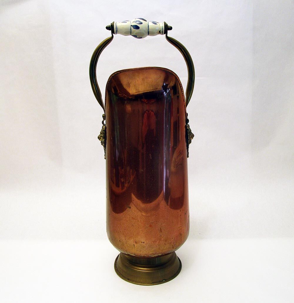 Copper and brass coal bucket