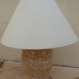 Large light yellow ceramic lamp stand with darker veins