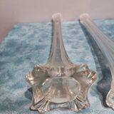 Paire de vases soliflores en verre ciselé vintage