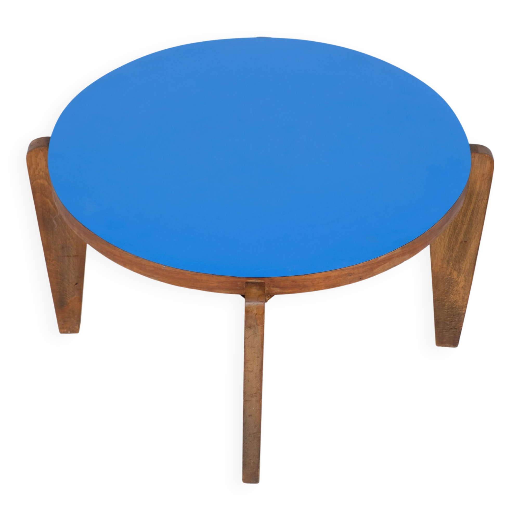 Blue lacquered wooden coffee table - 1950s