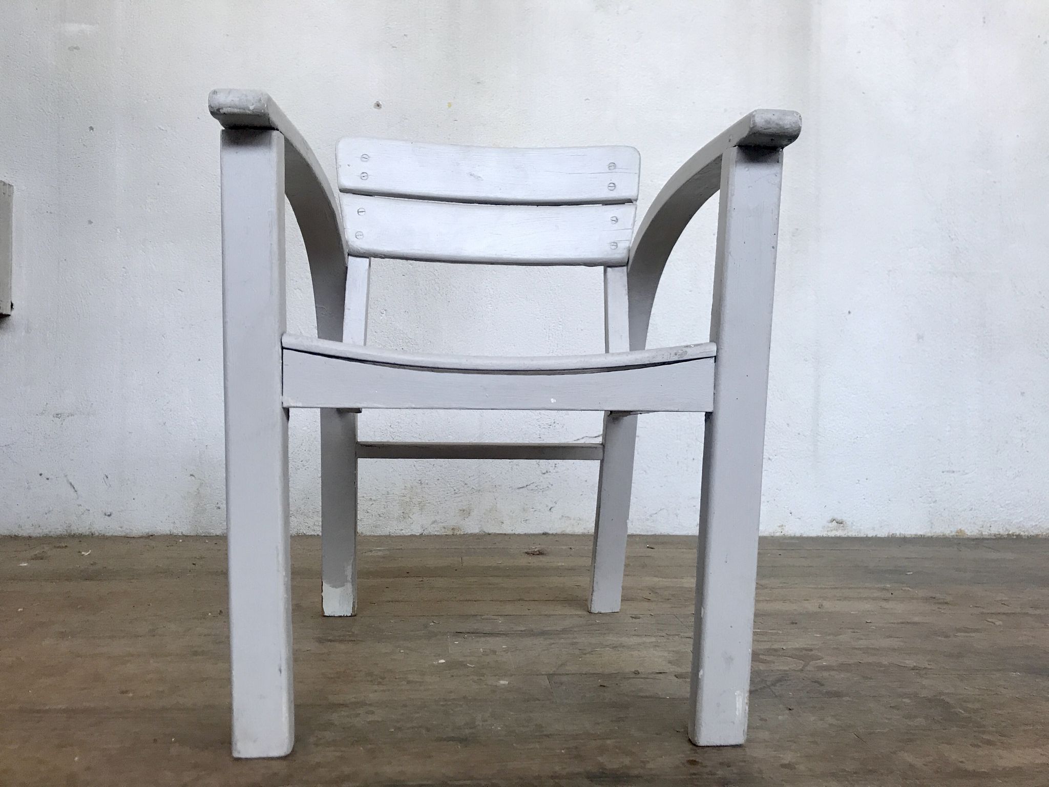 Fauteuil vintage pour enfant blanc gris clair 1950