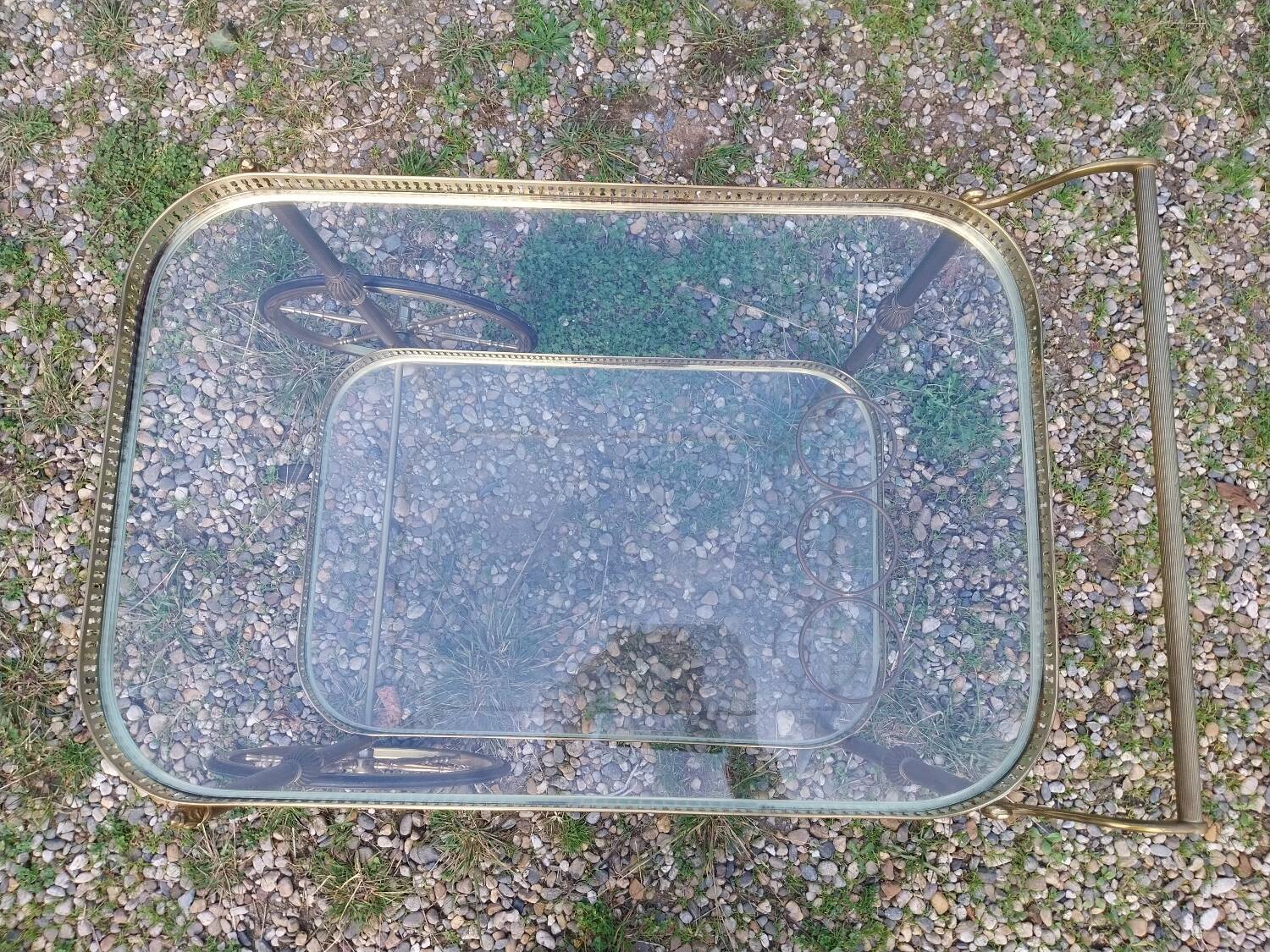 Gold-plated brass serving trolley