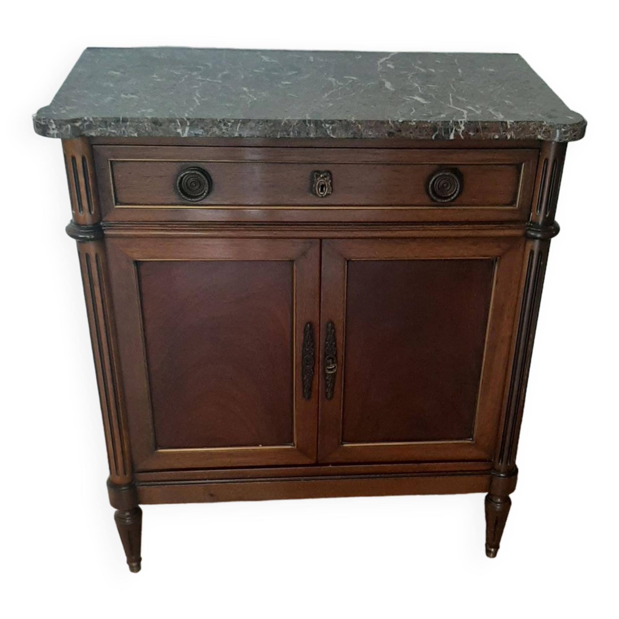 vintage - Small style chest of drawers - Louis XVI marble top with 1 drawer and 2 doors