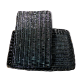 Duo of black wicker baskets