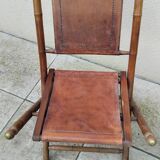 Vintage leather folding safari chairs
