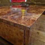 Italian design coffee table in burl wood by Roche Bobois, 1970s.