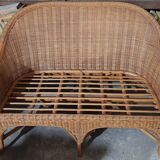 Vintage 2-seater rattan bench