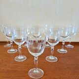 Verres anciens en cristal gravés Modèle Dampierre