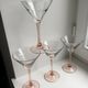 Set of 4 pink-footed cocktail glasses 70s