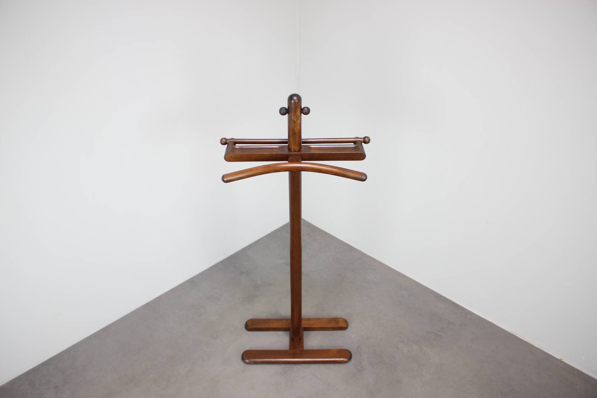 Vintage wooden clothes rack by TON, Czechoslovakia, circa 1960.