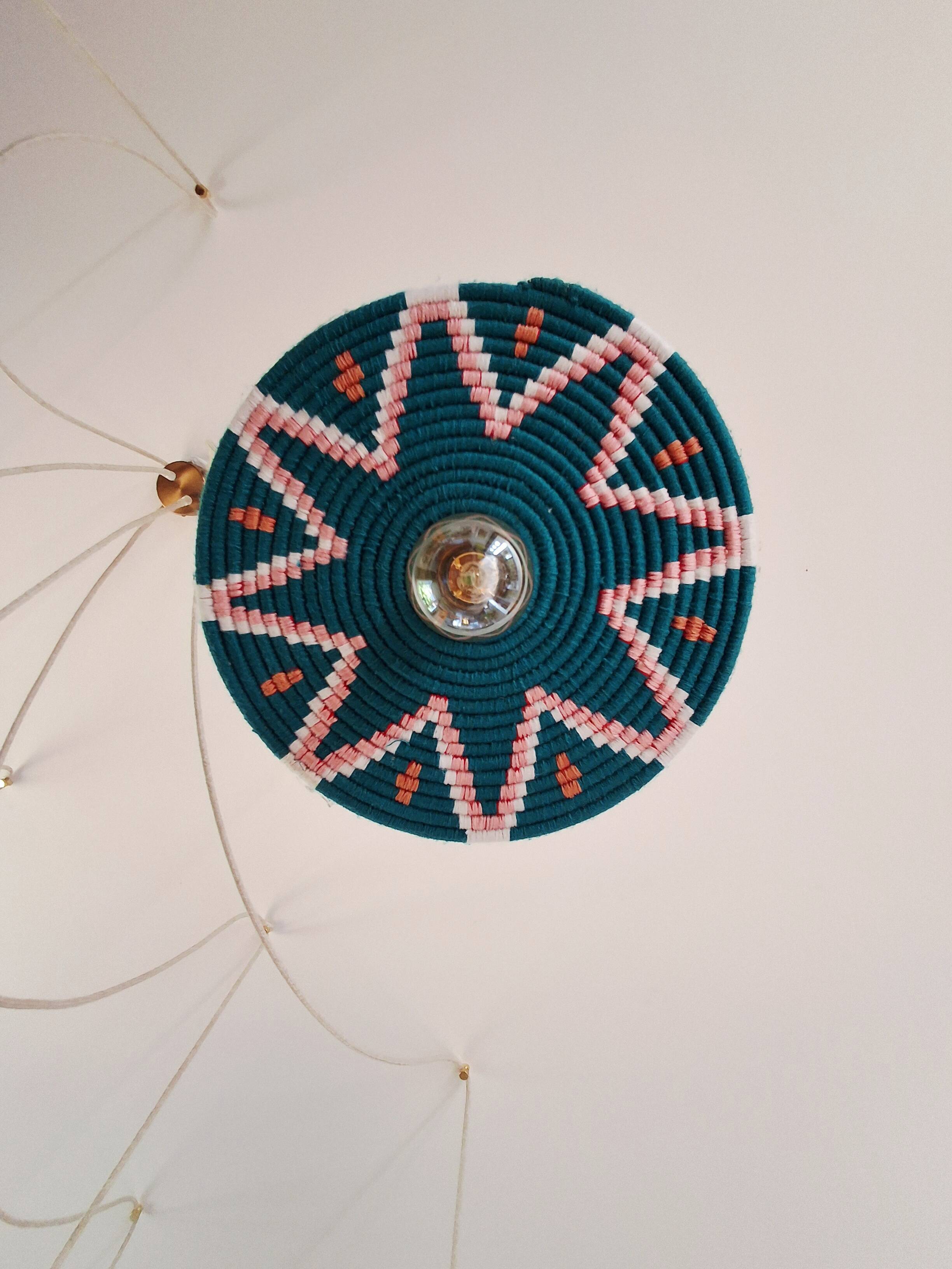 Handcrafted suspension cascade 6 lights "Moroccan Basket"