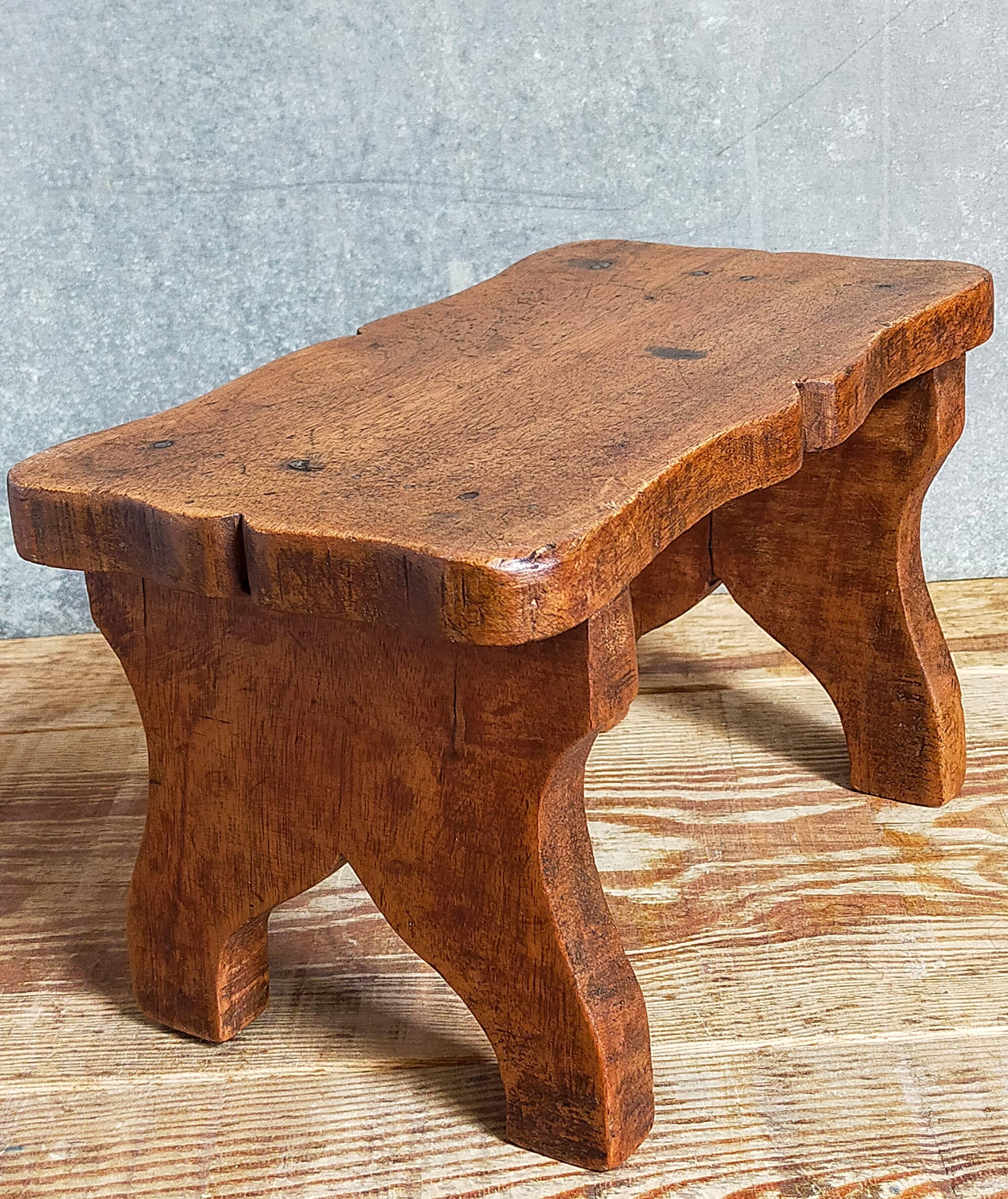 Old solid wood footrest stool