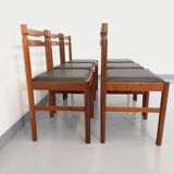 Suite of 6 vintage Scandinavian teak and skai chairs from the 60s