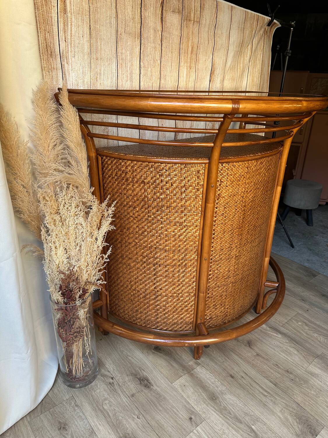 Rattan and cane bar, 1970s