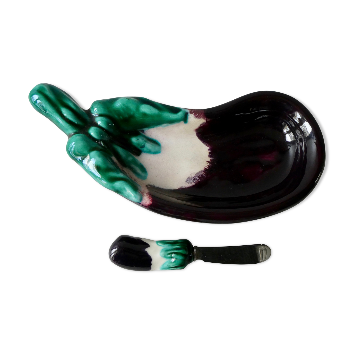 Butter in dabbling, eggplant, A Ferlay Vallauris