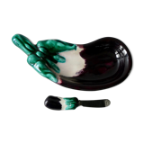 Beurrier en barbotine, aubergine, A. Ferlay Vallauris