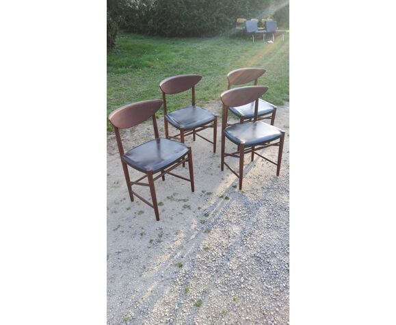 Set de 4 chaises scandinaves en teck modèle 316 de Peter Hvidt & Orla Molgaard Nielsen 1950
